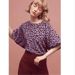 Anthropologie Maeve Heart Print Blouse
